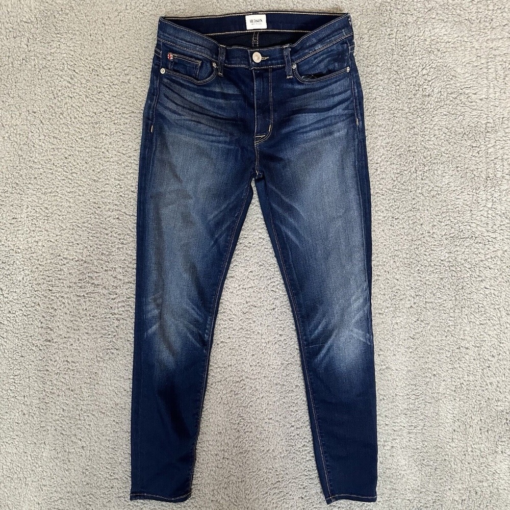 Hudson Nico Midrise Super Skinny Jeans Blue Size 30 Stretch Pockets Zipper Fly